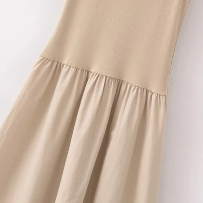 Elegant Khaki Sleeveless Dress for Women – 2025 Casual Chic