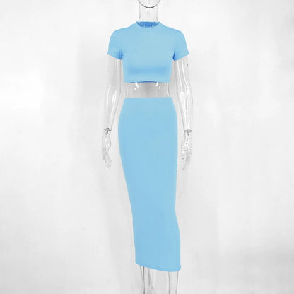 Women’s 2-Piece Crop Top & Skirt Set – Sexy Summer Partywear