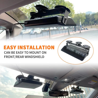 2 in 1 LED Emergency Strobe Lights for Vehicles Front/Rear Windshield with Suction Cups,Dash Deck Safety Flashing Hazard Warning