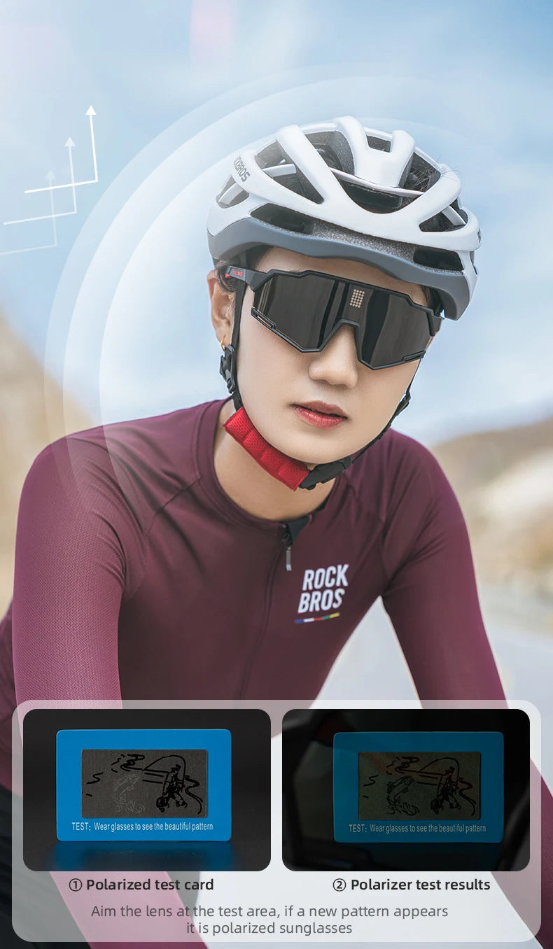 ROCKBROS Bicycle Sunglasses Polarized & Photochromic Electronic Color Change Cycling Glasses UV400 Bike Eyewear Sports Goggles