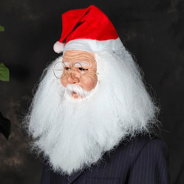 [Glasses + Mask] Popular Bearded Santa Claus Mask, Party Pranks and Funny, Natural Latex Material, Restores Details, Detailed Technology, Hand-Painted, Role-Playing, Masquerade