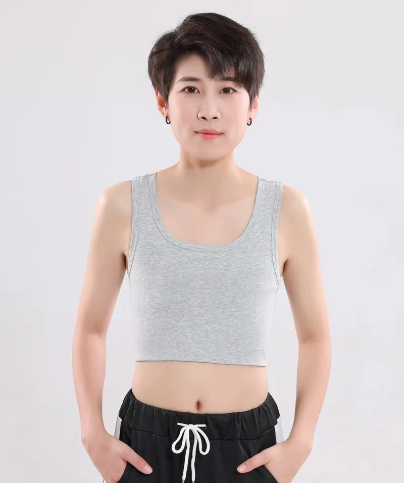 Women Flat Chest Binder With Bandage Pullover Half Length Corset Tank Top FTM Lesbian Transgender Underwear Vest Breast Binder