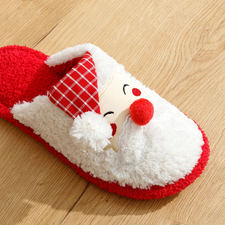 Fashion Christmas Santa Claus Slippers Women Indoor Cute Cartoon Soft Sole Comfy Winter Bedroom Warm Anti-slip Cotton Homeshoes