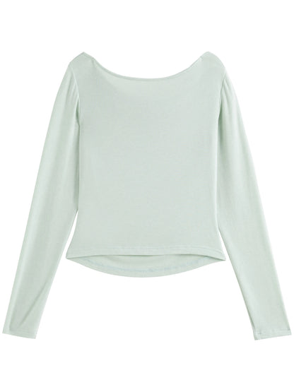 Women's Slim Fit Wool Blend Long Sleeve Top – Spring Office Style