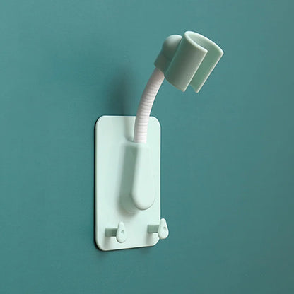 Adjustable Shower Head Holder with Hooks – No-Drill Wall Mount