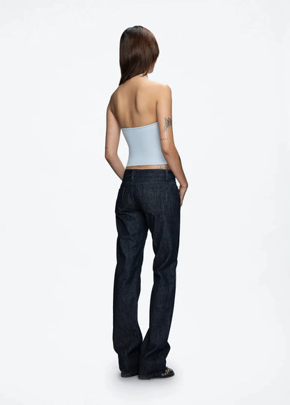 Tank Baby Blue Thin Strap Halter Small U-Neck Vest White Sexy Women's Summer Short Top