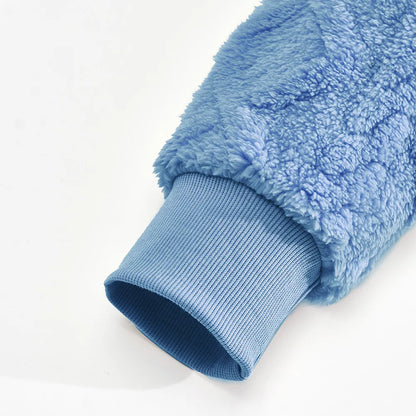 Autumn and winter leisure men's high street jacquard double-sided velvet hooded sports trend pullover sweater jacket