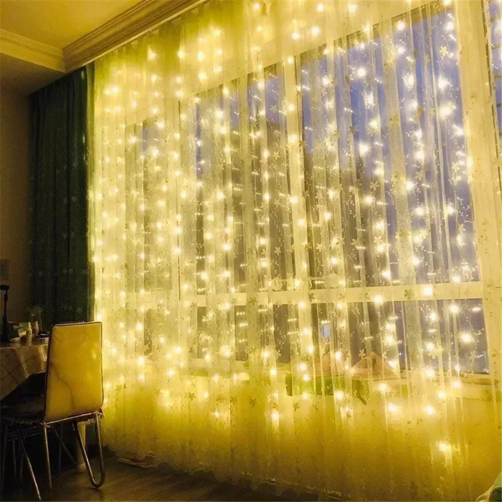 3M/6M LED Curtain Garland Fairy Lights with 8 Modes for New Year 2026 Navidad 2025 Christmas Tree Party Wedding Decoration