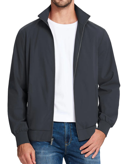 MAGCOMSEN Lightweight Jacket Men's Windproof Waterproof Zip Up Coat Stand Up Collar Windbreaker with 3 Pockets Outerwear