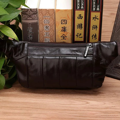 Men Waist Fanny Bags Sling Chest Bag Genuine Leather Casual Fashion Retro Cross body Male Real Cowhide Loop Hip Belt Bum Bag