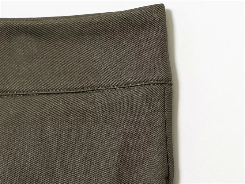 Women's Long Pants 2025 Autumn New Arrivals Military Green Pleated Loose Wide-Leg Pants Casual Fashion Stylish and Versatile