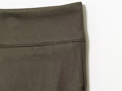 Women's Long Pants 2025 Autumn New Arrivals Military Green Pleated Loose Wide-Leg Pants Casual Fashion Stylish and Versatile