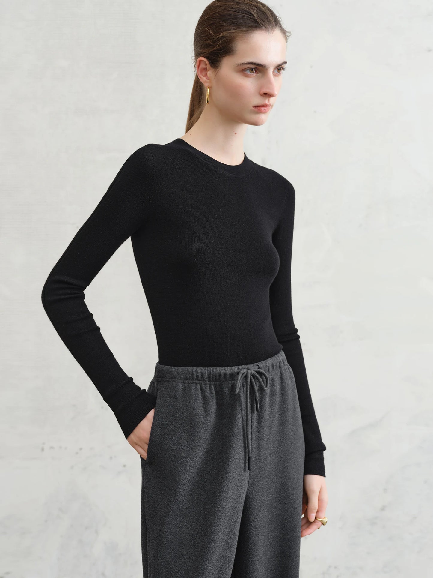 FSLE【Premium Series】German Biella Wool Autumn Super Fine Washable Seamless One-Piece Mock Neck Thermal Base Layer Shirt Women