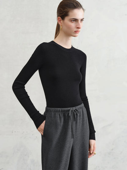 FSLE【Premium Series】German Biella Wool Autumn Super Fine Washable Seamless One-Piece Mock Neck Thermal Base Layer Shirt Women