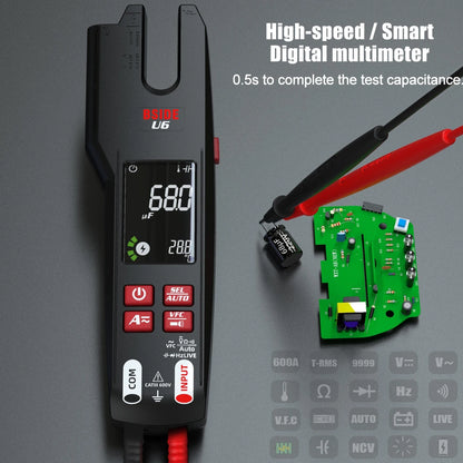 BSIDE Professional Digital Clamp Meter U6 Fork 600A Ammeter Pliers T-RMS DC AC Current OpenJaw Electrical Tester Auto Multimeter