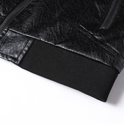 Leather Jacket Men Coats Motorcycle Autumn Travel Fleece Black Zipper Plus Size 6XL 7XL 8XL Oversized Winter Slanted Overcoat