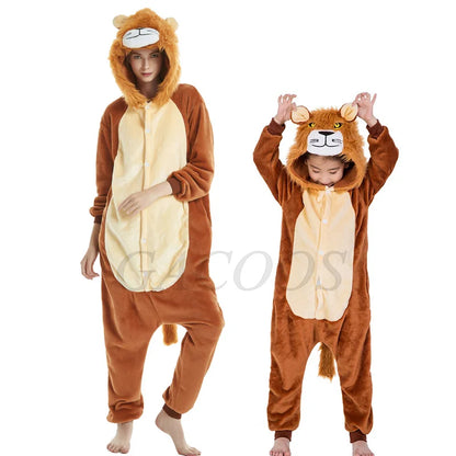 Adult Kids Kigurumi Unicorn Pajamas Cartoon Rabbit Costumes Pajamas For Women Unicornoio Sleepwear Winter Panda Lion Pig Onesies