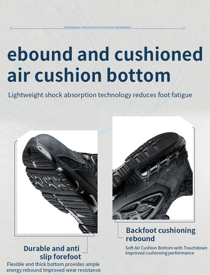 Slack-stab-proof work shoes with elastic buttons and lace-up