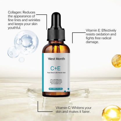 Vitamin C E Serum Lifting Moisturizer Fade Fine Lines Shrink Pore Firming Ferulic Acid Facial Essence Korean Skin Care Products